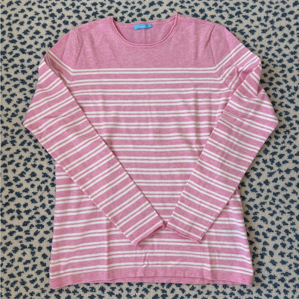 J. McLaughlin Pink and White Striped Long Sleeve Top